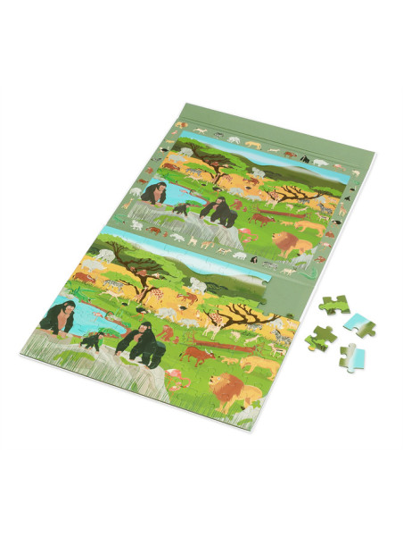 Scratch, 2 w 1 Puzzle magnetyczne i gra obserwacyjna - Sawanna 80 el.