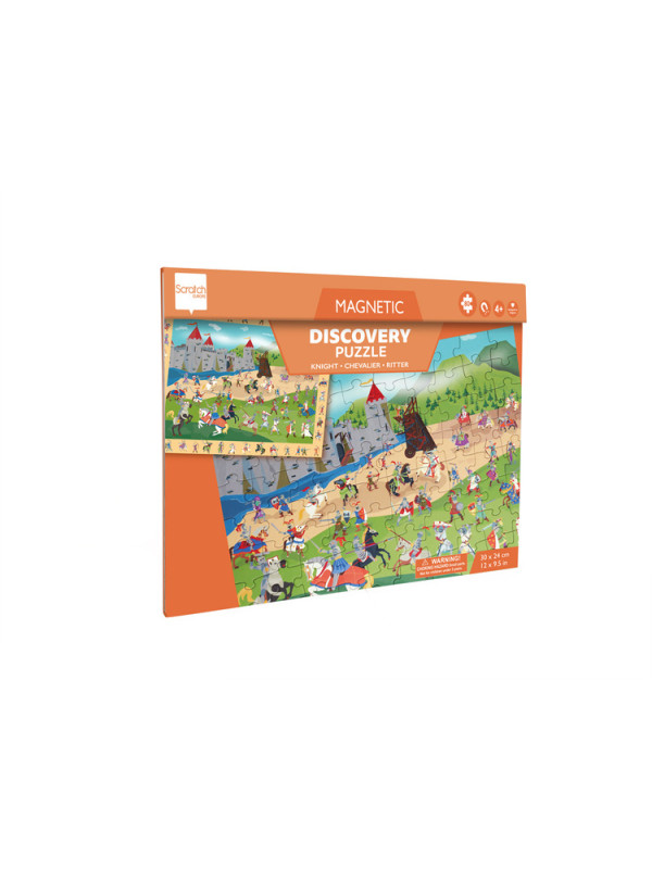 Scratch, 2 w 1 Puzzle magnetyczne i gra obserwacyjna - Rycerze 80 el.