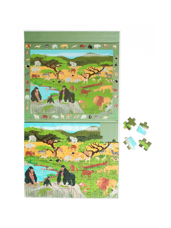 Scratch, 2 w 1 Puzzle magnetyczne i gra obserwacyjna - Sawanna 80 el.