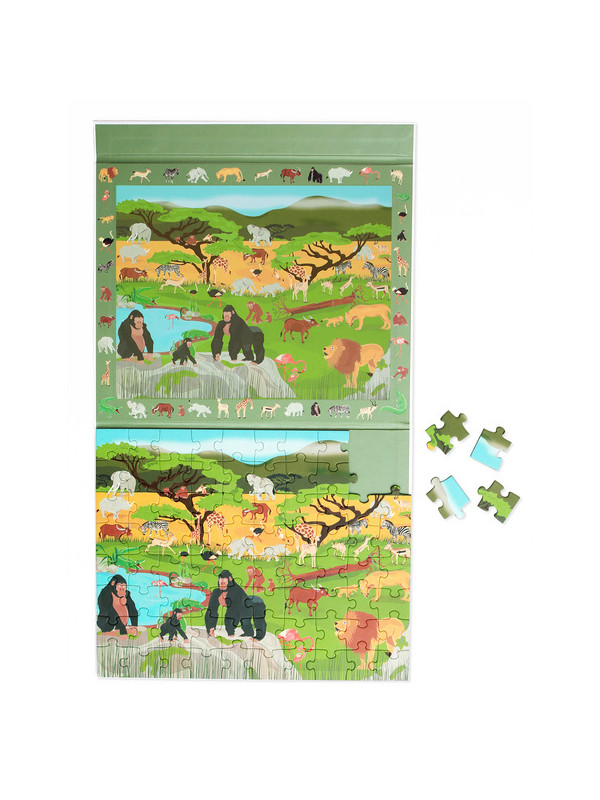 Scratch, 2 w 1 Puzzle magnetyczne i gra obserwacyjna - Sawanna 80 el.