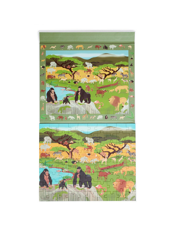 Scratch, 2 w 1 Puzzle magnetyczne i gra obserwacyjna - Sawanna 80 el.