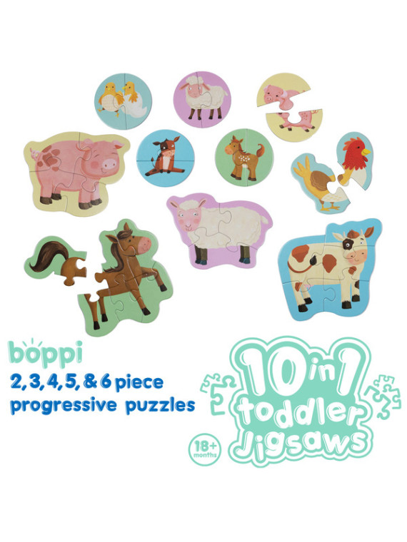 BOPPI, 10 w 1 progresywne pierwsze puzzle Farma 30 elem