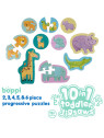 BOPPI, 10 w 1 progresywne pierwsze puzzle Safari 30 elem
