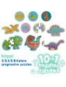 BOPPI, 10 w 1 progresywne pierwsze puzzle Dinozaury 30 elem