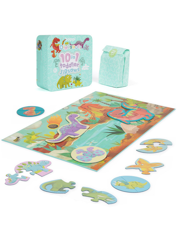 BOPPI, 10 w 1 progresywne pierwsze puzzle Dinozaury 30 elem
