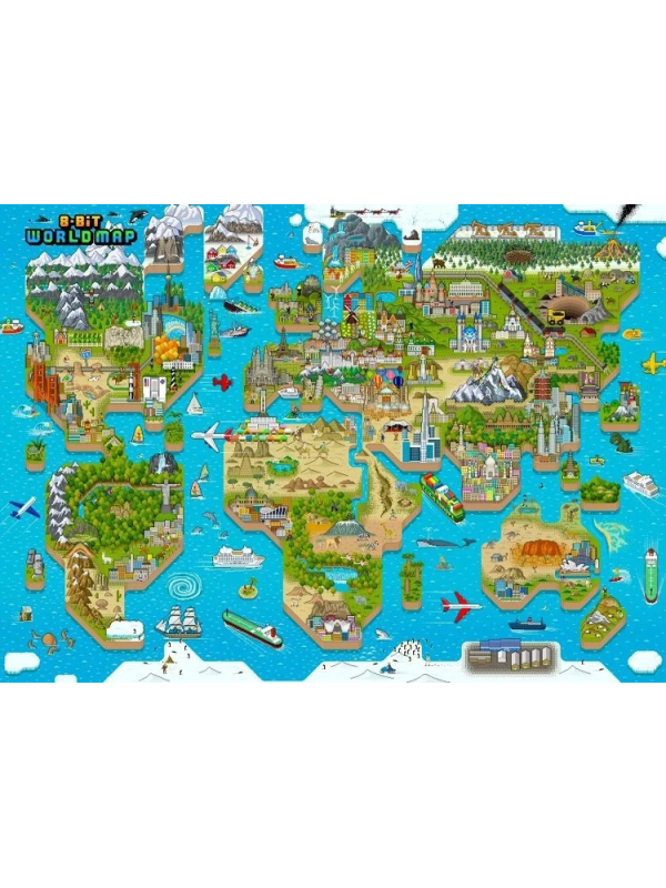 BOPSTER, Puzzle 8-BIT 1000 elem - MAPA ŚWIATA