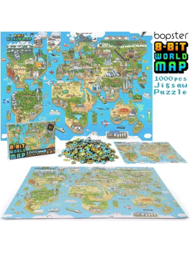 BOPSTER, Puzzle 8-BIT 1000 elem - MAPA ŚWIATA