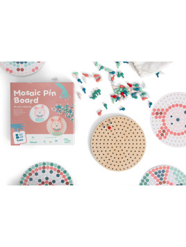 BS Toys, Układanka mozaika z drewnianymi pinezkami grzybkami