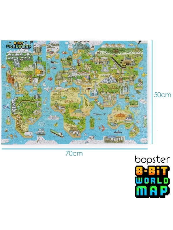 BOPSTER, Puzzle 8-BIT 1000 elem - MAPA ŚWIATA