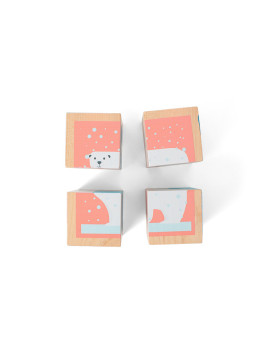 BS Toys, 4 drewniane klocki/puzzle Zwierzęta Arktyki