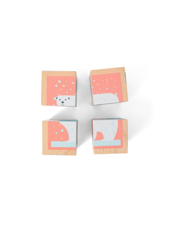 BS Toys, 4 drewniane klocki/puzzle Zwierzęta Arktyki
