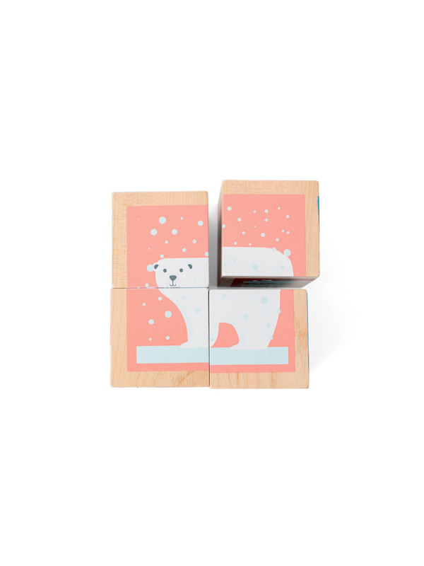 BS Toys, 4 drewniane klocki/puzzle Zwierzęta Arktyki