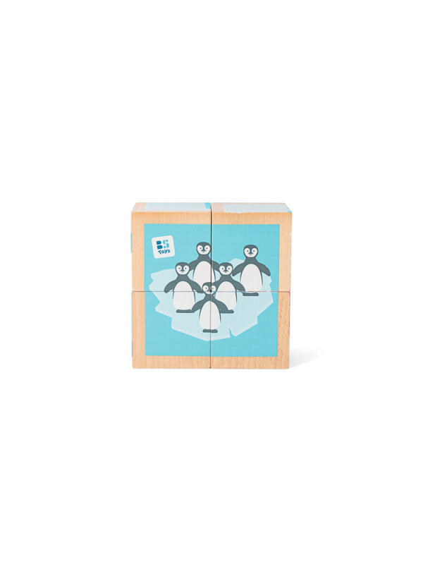 BS Toys, 4 drewniane klocki/puzzle Zwierzęta Arktyki