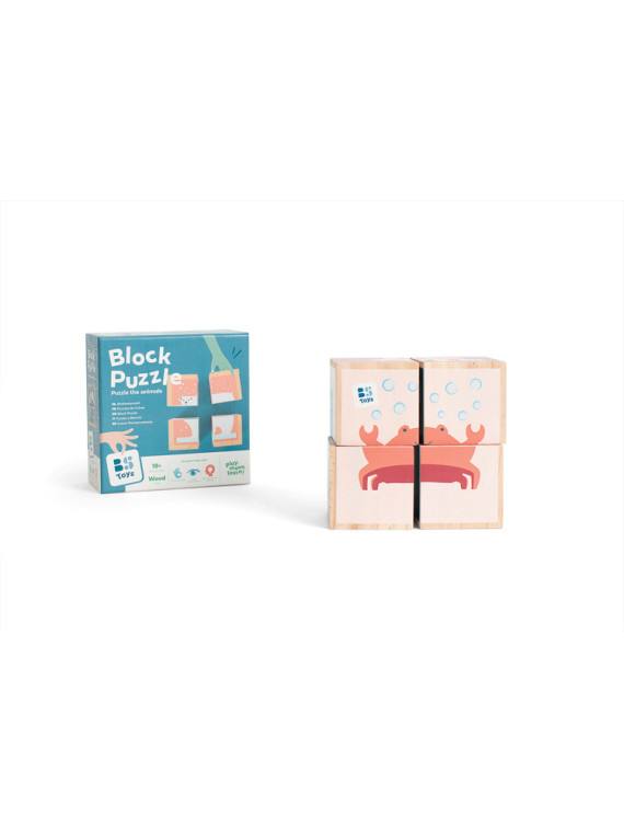 BS Toys, 4 drewniane klocki/puzzle Zwierzęta Arktyki