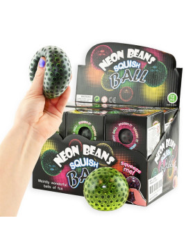 Sensoryczny gniotek z kulkami/fasolkami Neon 7 cm - mix kolorów