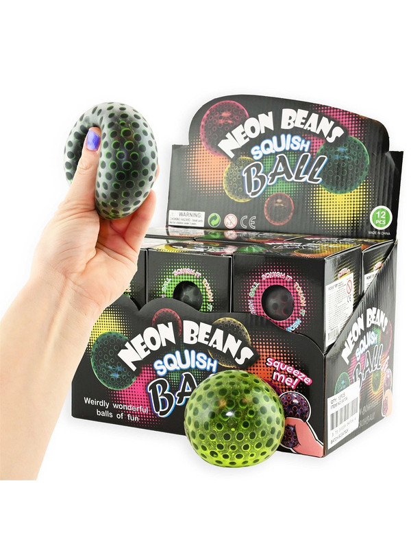 Sensoryczny gniotek z kulkami/fasolkami Neon 7 cm - mix kolorów