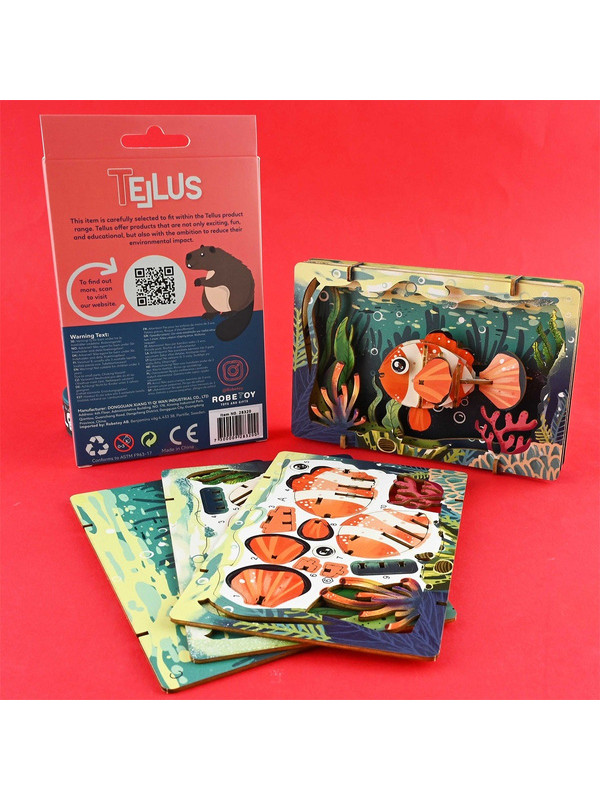 Drewniany rozkładany teatrzyk 3D puzzle - Rybka