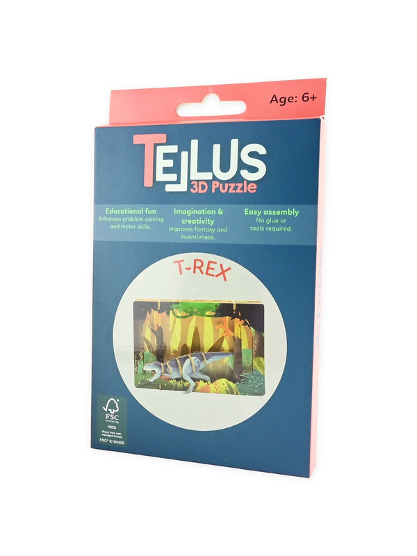 Drewniany rozkładany teatrzyk 3D puzzle - T-REX