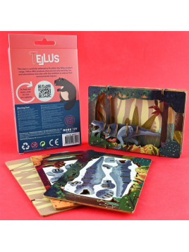 Drewniany rozkładany teatrzyk 3D puzzle - T-REX