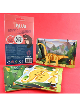 Drewniany rozkładany teatrzyk 3D puzzle - Brontozaur