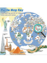Bopster, okrągłe ilustowane puzzle 1000 el Mapa Świata 4 w 1 ludność/zwierzęta/zabytki/daty