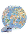 Bopster, okrągłe ilustowane puzzle 1000 el Mapa Świata 4 w 1 ludność/zwierzęta/zabytki/daty
