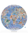 Bopster, okrągłe ilustowane puzzle 1000 el Mapa Świata 4 w 1 ludność/zwierzęta/zabytki/daty