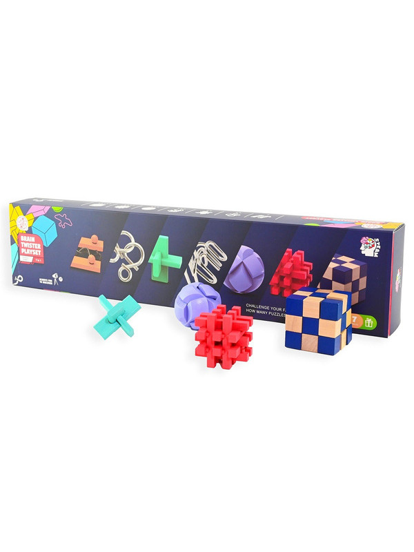 Zestaw IQ puzzle drewniane i metalowe łamigłówki 7 w 1