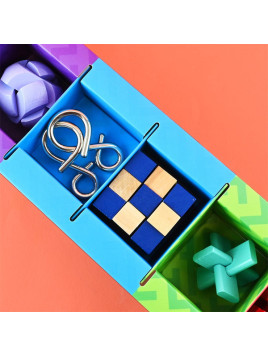 Zestaw IQ puzzle drewniane i metalowe łamigłówki 7 w 1