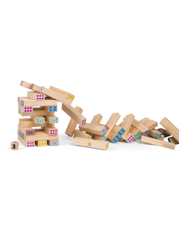 BS Toys, drewniana gra wieża numerów z kostką