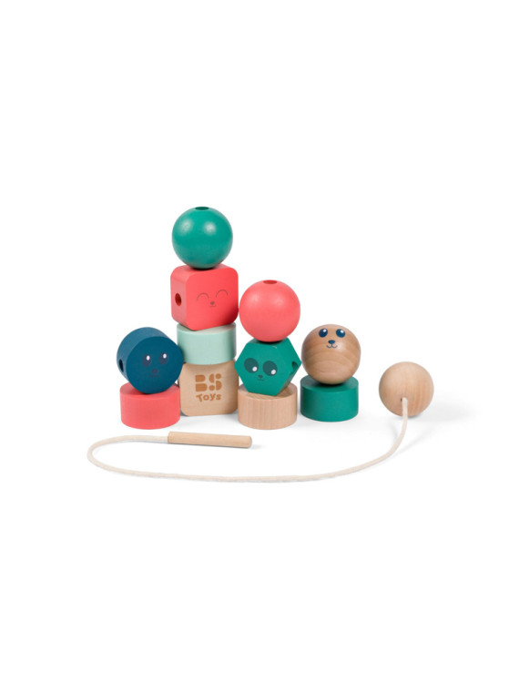 BS Toys, drewniana nawlekanka klocki Buźki