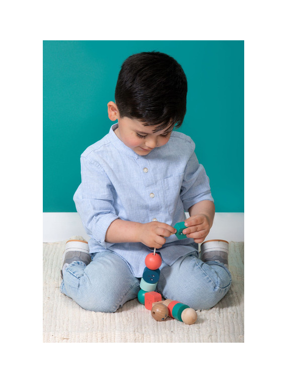 BS Toys, drewniana nawlekanka klocki Buźki