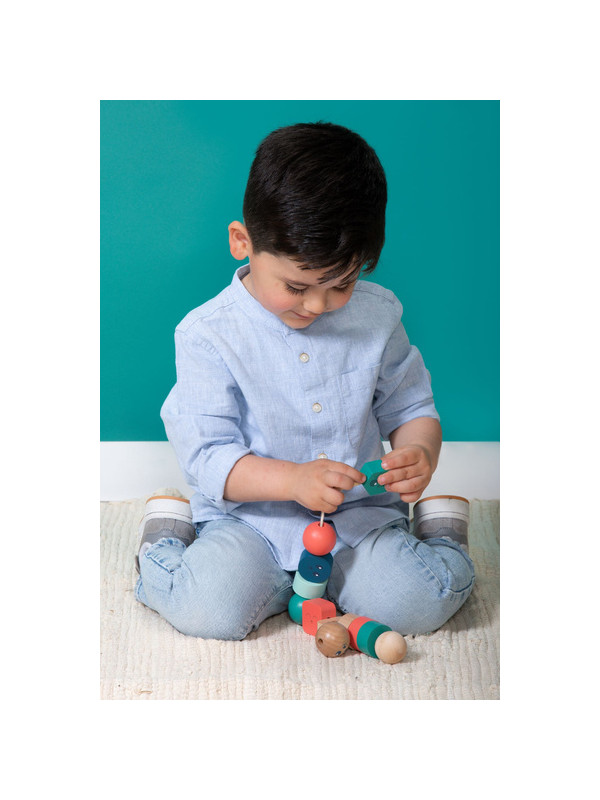 BS Toys, drewniana nawlekanka klocki Buźki
