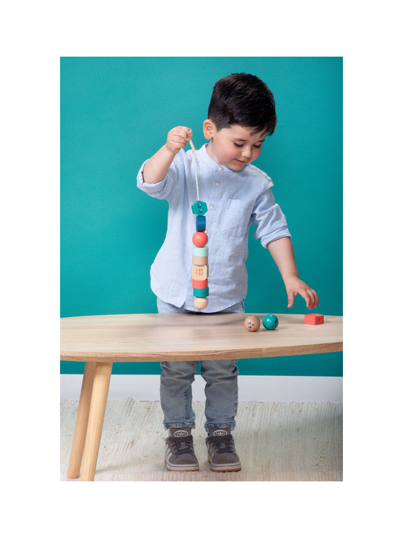 BS Toys, drewniana nawlekanka klocki Buźki