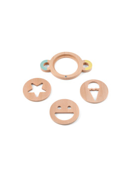 BS Toys, zestaw drewnianych foremek do piasku