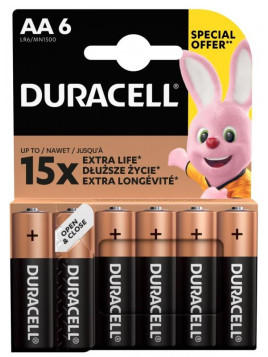 BATERIA LR6 DURACELL AA ALKALINE 6 SZT. BLISTER