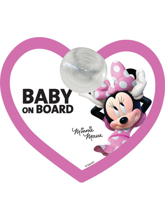 NAKLEJKA PRZYSSAWKA OSTRZEG.  BABY ON BOARD MINNIE