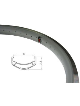 OBRĘCZ 20" BMX 21,5mm 48otw SREBRNA