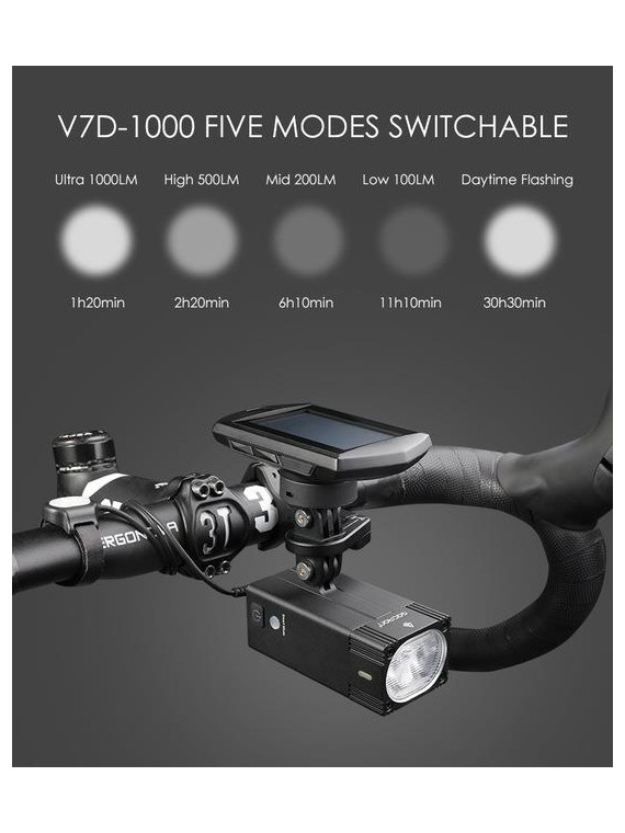 LAMPA PRZÓD GACIRON V7D 1000 LUM USB + ALU BUTLER