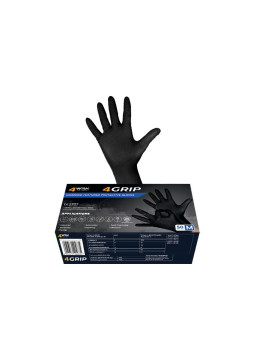 RĘKAWICZKI NITRYLOWE M 50SZT CZARNE 4GRIP WZMOCN.
