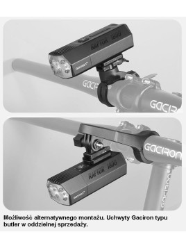 .LAMPA PRZÓD GACIRON RAPTOR 1800 LUM USB 6700 MAH