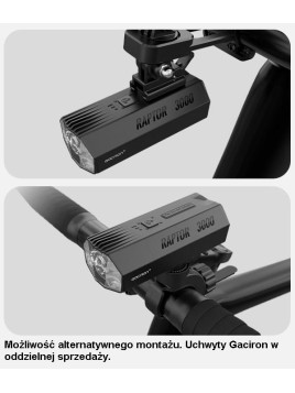 LAMPA PRZÓD GACIRON RAPTOR 3000 LUM USB 10000 MAH