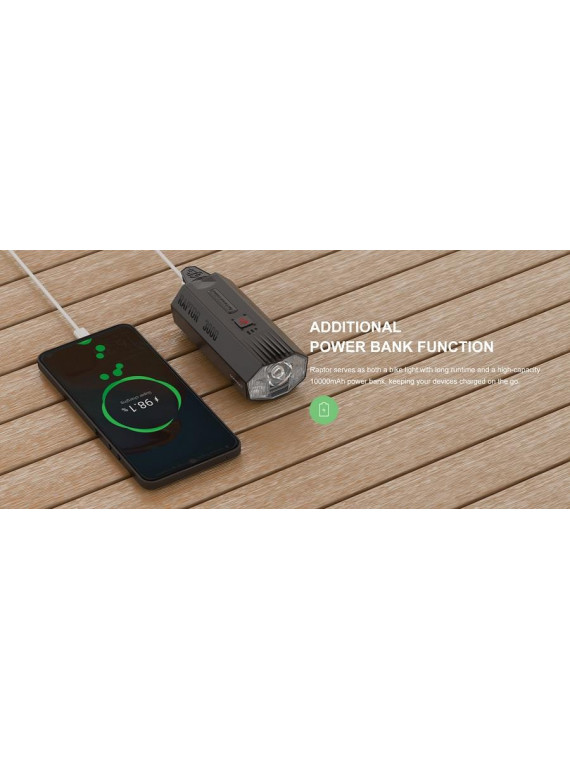 LAMPA PRZÓD GACIRON RAPTOR 3000 LUM USB 10000 MAH